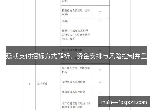 延期支付招标方式解析，资金安排与风险控制并重
